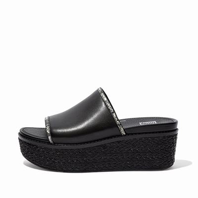Fitflop Women's ELOISE Snake Trim Espadrille Slides Sandals - Black, TG8136729